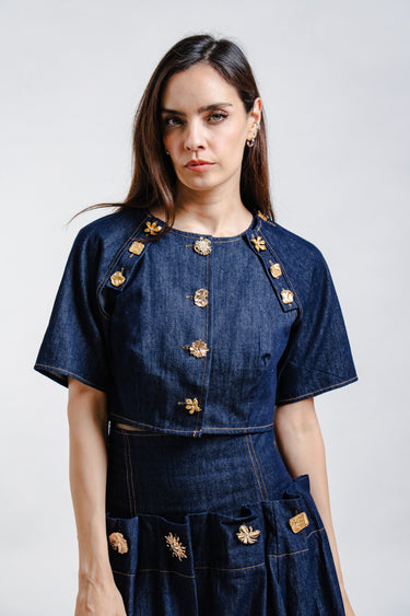 CONJUNTO DENIM DETALLES DORADOS