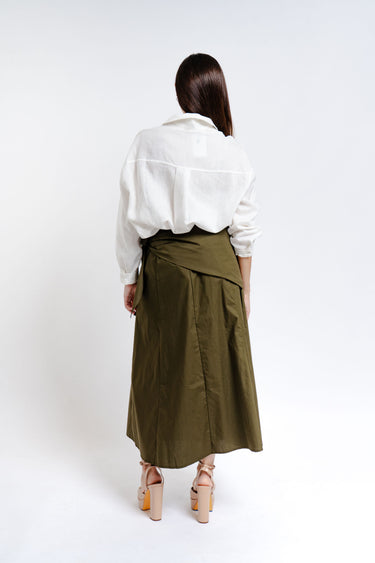 FALDA CON PAÑOLETA VERDE MILITAR/CAFÉ/BEIGE