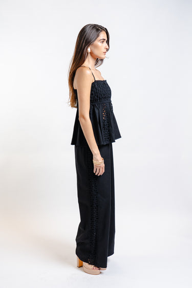 CONJUNTO CROCHET NEGRO/HUESO