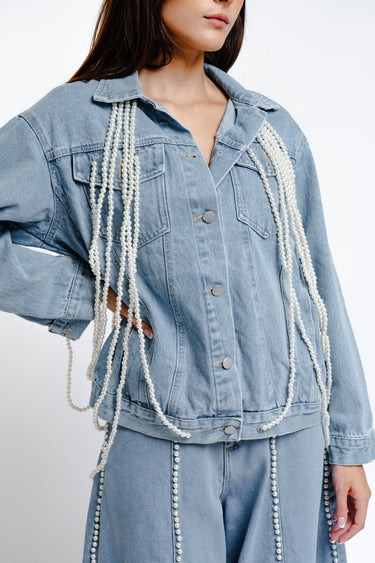 CONJUNTO MEZCLILLA CON PERLAS