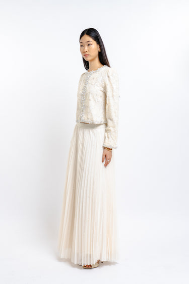 CONJUNTO DE FALDA NEGRO Y BLANCO CON BRILLOS