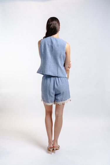 CONJUNTO AZUL CON DETALLES CROCHET