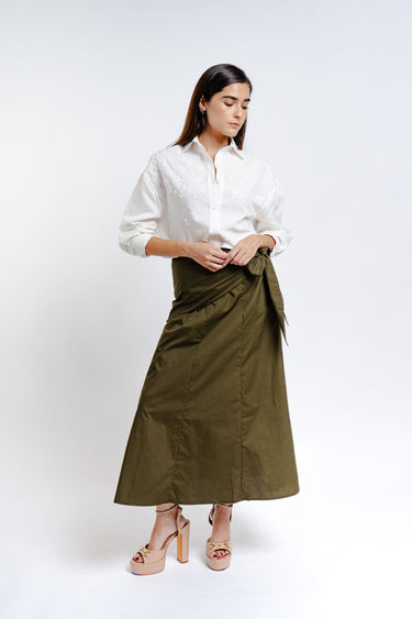 FALDA CON PAÑOLETA VERDE MILITAR/CAFÉ/BEIGE