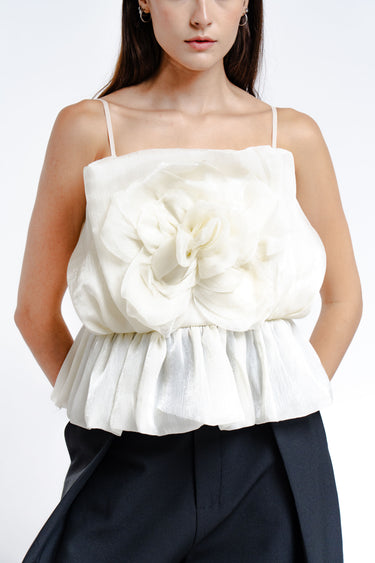 BLUSA HUESO CON MOÑO GIGANTE