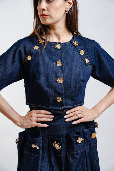 CONJUNTO DENIM DETALLES DORADOS