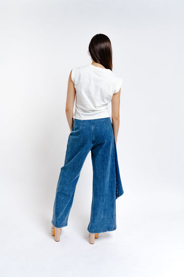 PANTALON NEGRO Y DENIM CON BOTONES