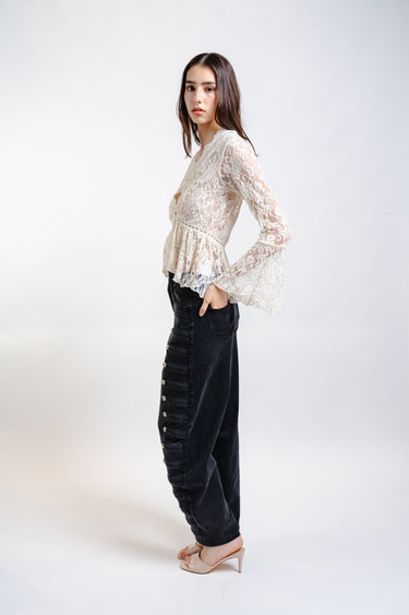 PANTALON CON BOTONES NEGRO Y BLANCO