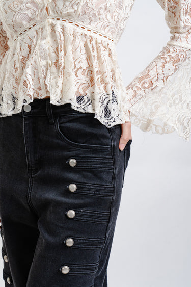 PANTALON CON BOTONES NEGRO Y BLANCO