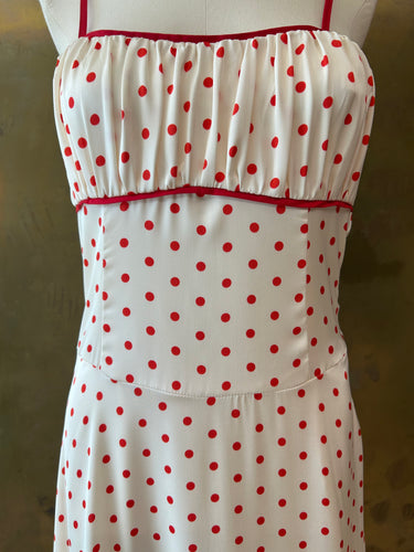 POLKADOT MIDI DRESS RED