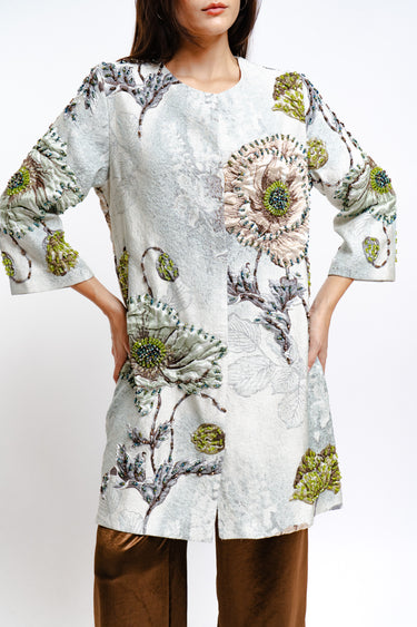 BLAZER CON FLORES VERDE PIEDRAS