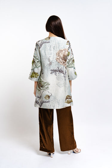 BLAZER CON FLORES VERDE PIEDRAS