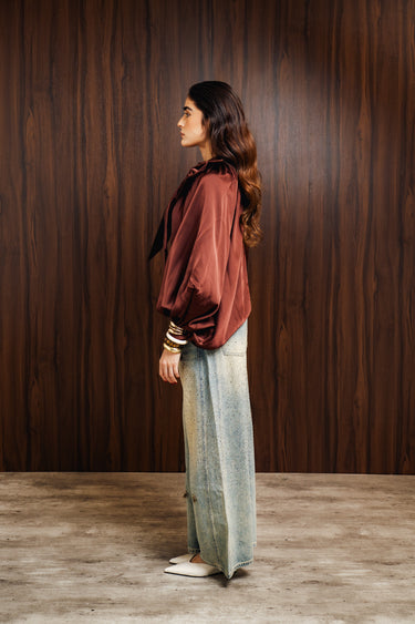SCULPTED BOW BLOUSE