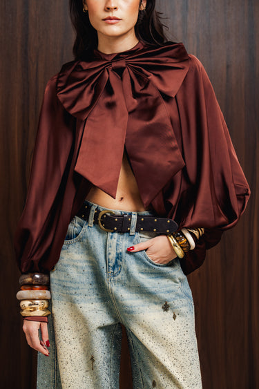 SCULPTED BOW BLOUSE