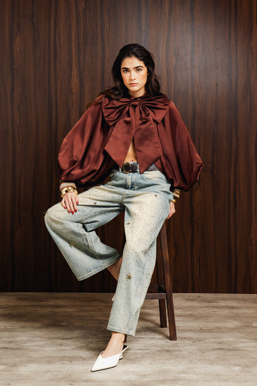 SCULPTED BOW BLOUSE