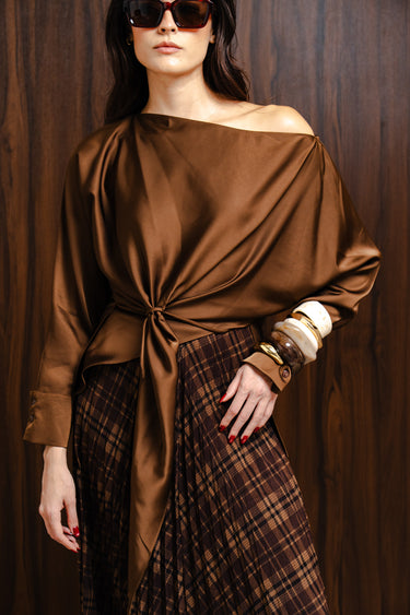 ASYMMETRIC SATIN BLOUSE