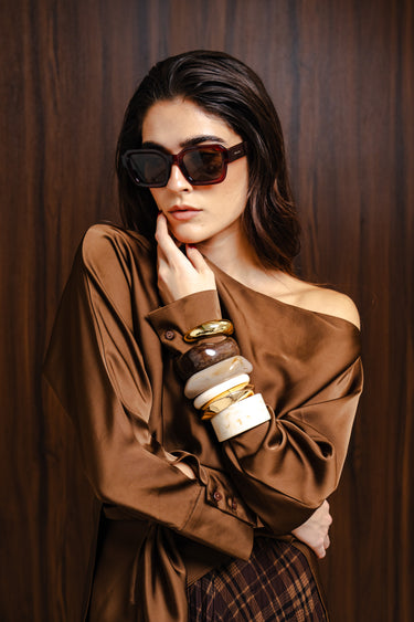 ASYMMETRIC SATIN BLOUSE
