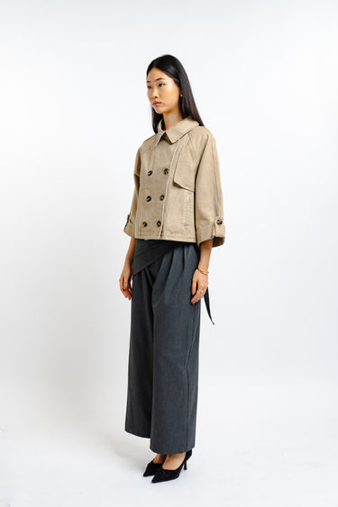 CHAMARRA TIPO BLAZER CAMEL Y NEGRA