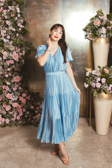 MAXI DRESS BLUE AND OLIVE