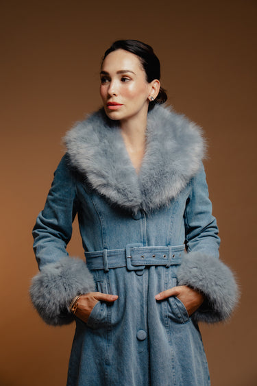 ASPEN FAUX FUR DENIM COAT