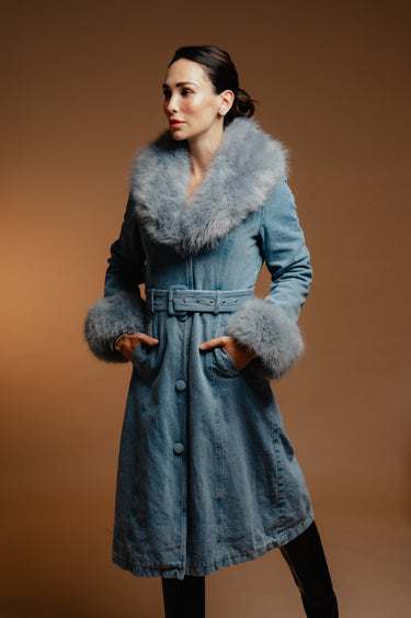 ASPEN FAUX FUR DENIM COAT