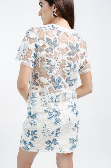 CONJUNTO MESH BLANCO Y AZUL